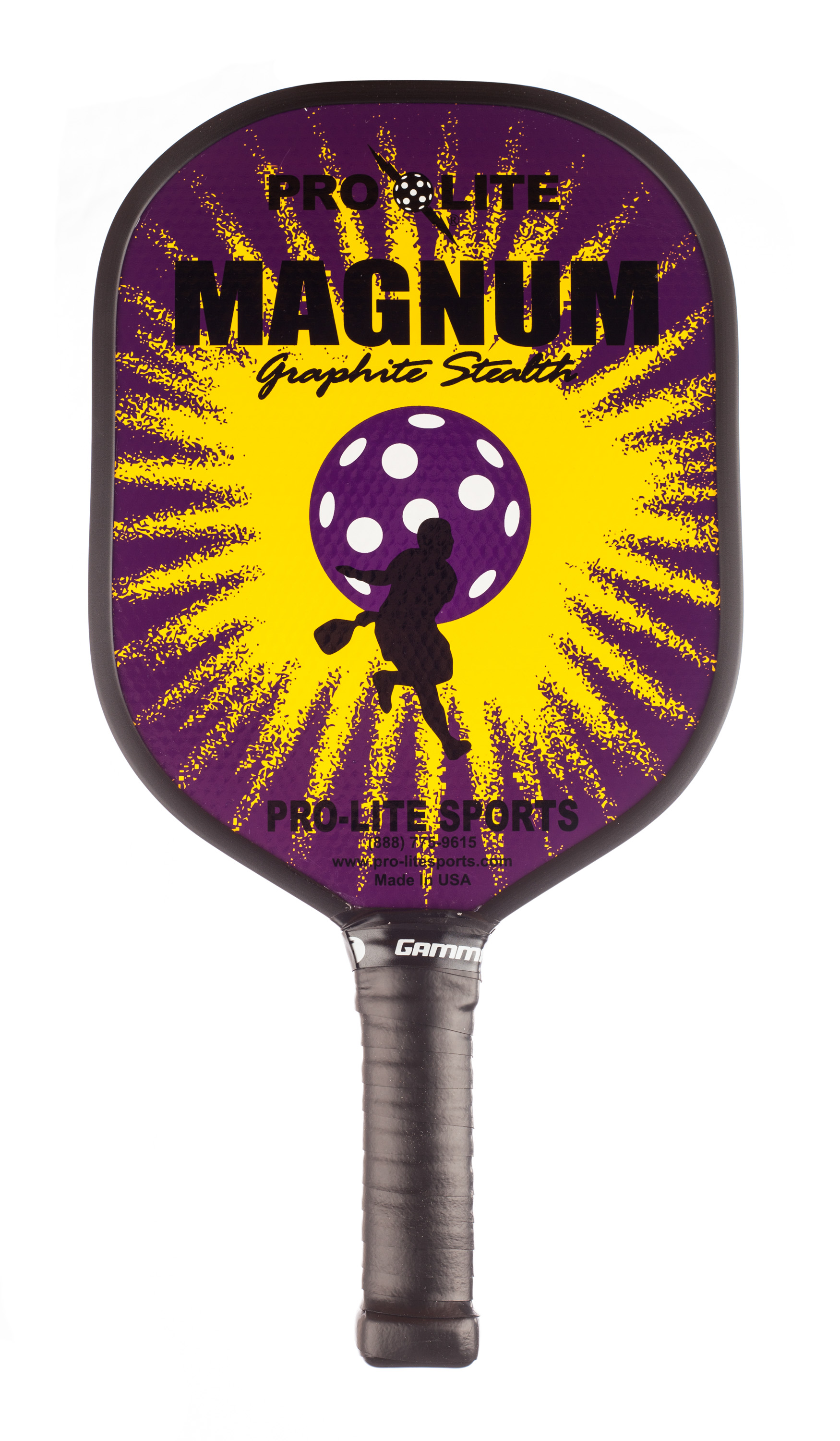 Magnum Graphite Stealth pickleball paddle purple with yellow burst