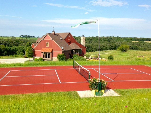 Beautiful completed pickleball court in New Glarus