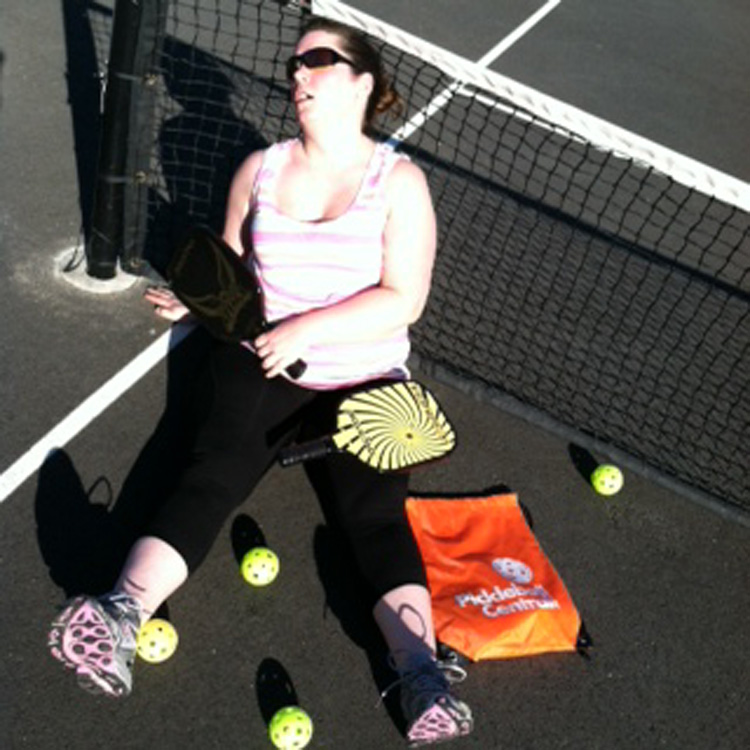 Rachel tired out from playing pickleball