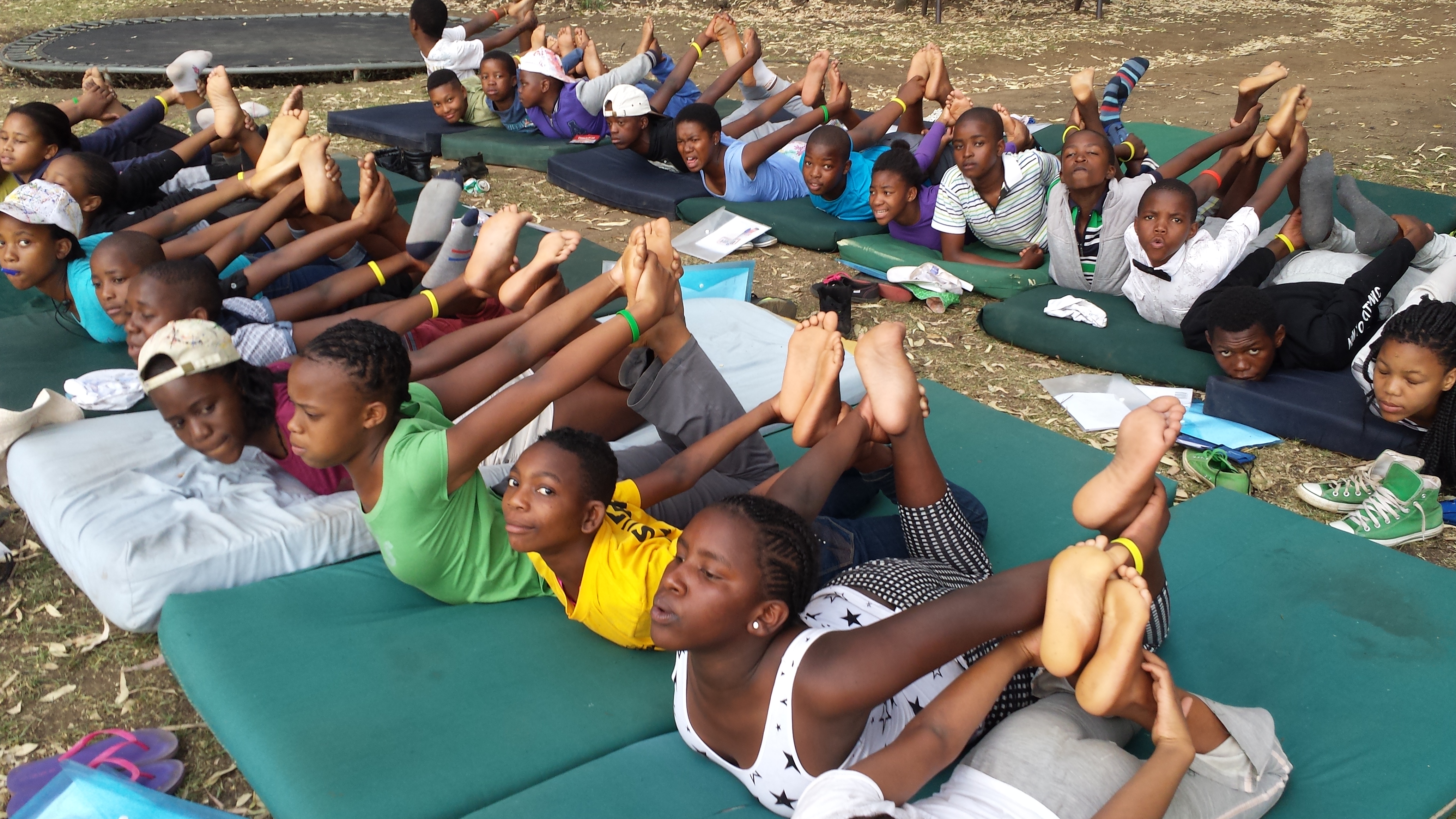 Yoga class at Camp Sizanini