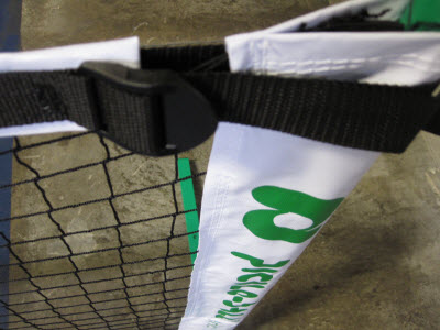 3.0 Tournament Net uses a strap woven through a buckle to tighten the net